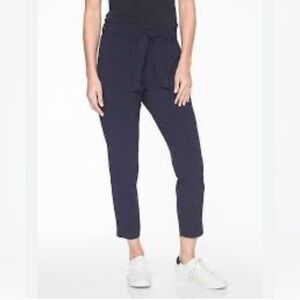 Athleta - Women’s Plaid Belted Paper Bag Skyline Pant - Size 6 - Navy Blue
